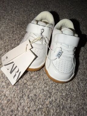 ZARA White Kids Sneakers with Gum Outsole